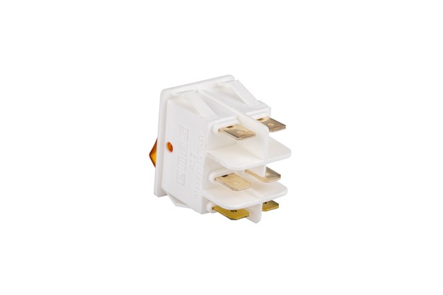 30*22mm White Body 1NO+1NO with Illumination with Terminal (0-I) Marked Yellow A12 Series Rocker Switch